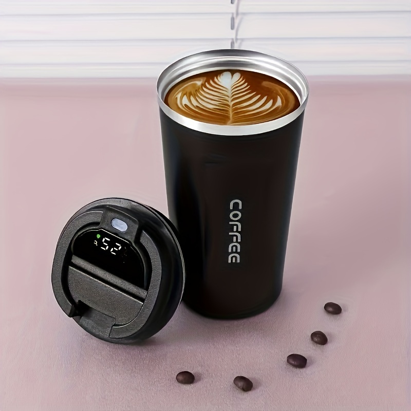 Termo de café con pantalla de temperatura, tazas de café de acero  inoxidable a prueba de fugas, taza de viaje inteligente para café a prueba  de