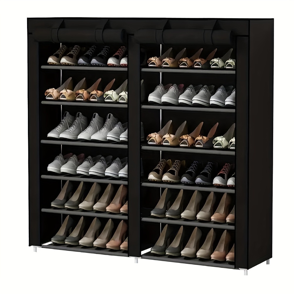 6 layer Shoe Rack With Dustproof Curtain Bedroom Shoe - Temu