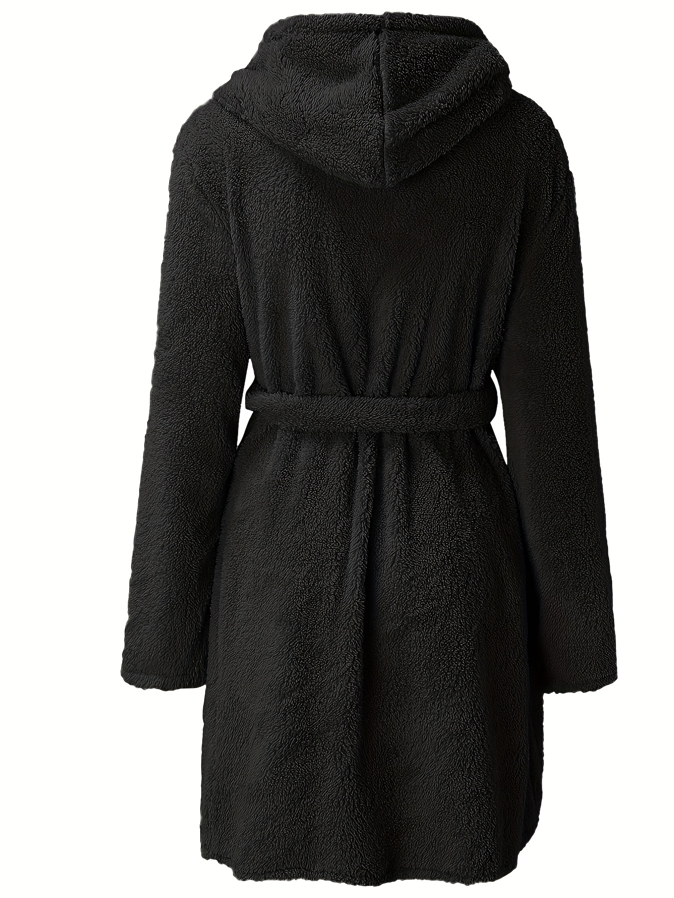 Plush Long Sleeve Hooded Bathrobe