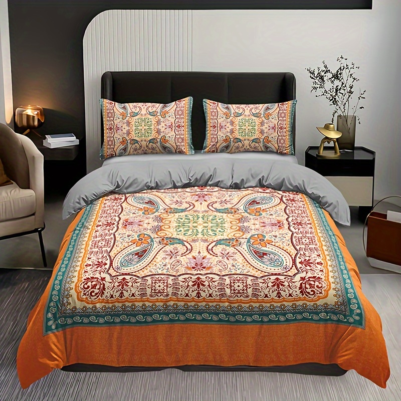

3pcs Duvet Cover Set (1*duvet Cover + 2*pillowcase, Without Core), Fashion Vintage Paisley Bohemian Style Print Bedding Set, Soft Comfortable And Breathable Duvet Cover, For Bedroom, Guest Room