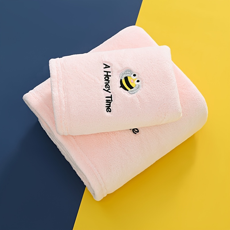 Little Bee Embroidery Towels Set Ultra Soft Absorbent Towel - Temu