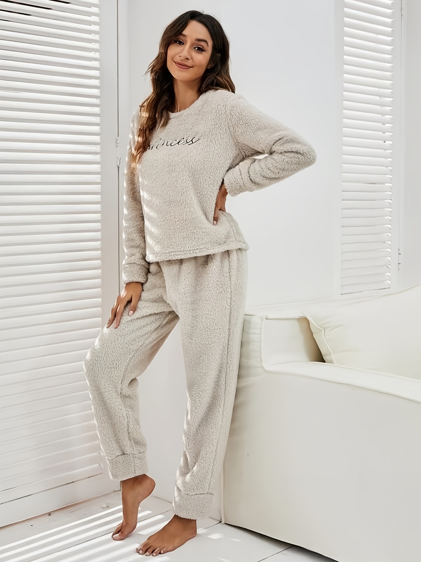 Women's Pajamas Set Cotton Gray Sleepwear Long Sleeve Long Pants Autumn  Winter Loungewear Fashion Home Clothing Sleepwear 2Piece