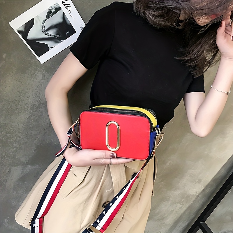 Small Top Handle Bag Colorblock Letter Graphic With Bag Charm