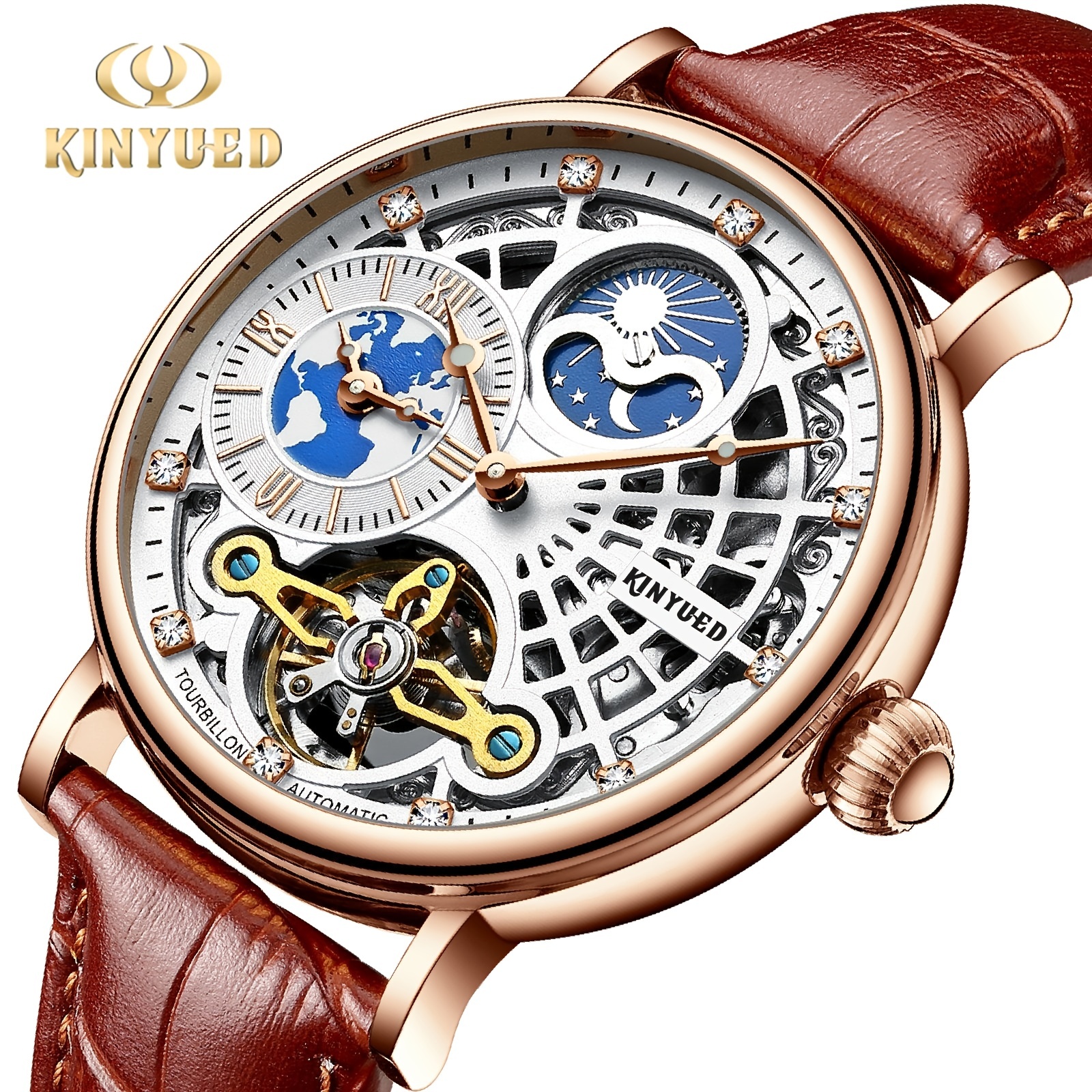 Relojes automáticos para hombre, reloj de pulsera mecánico de esqueleto  para hombre, impermeable, correa de cuero auténtico, reloj analógico de  lujo