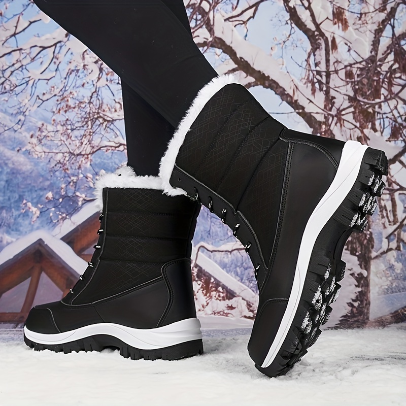 Women's Snow Boots Lace Up Platform Comfortable Walking Shoes