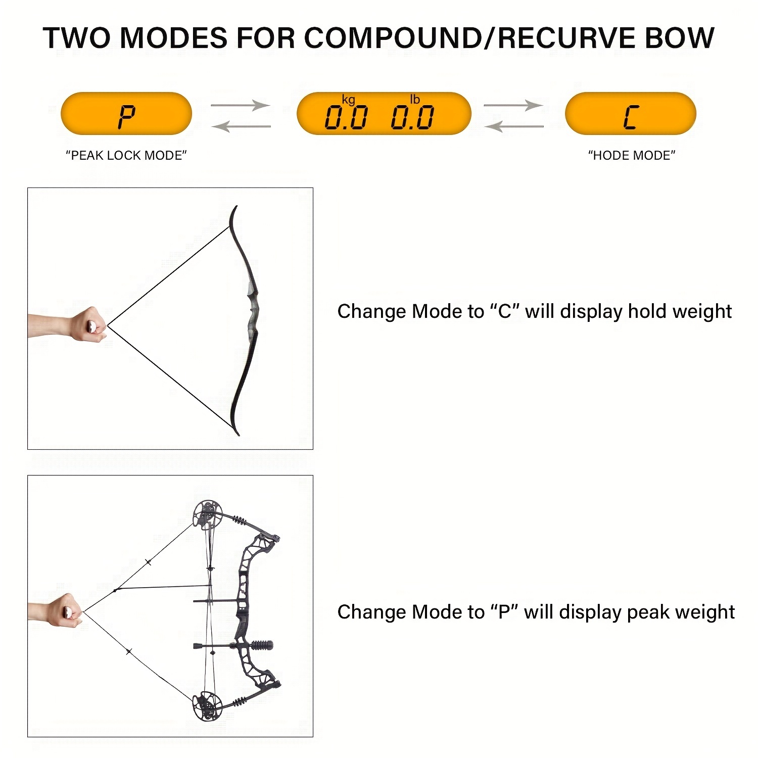 Hunting Archery Digital Bow Scale for Draw Weight Compound Recurve Bow