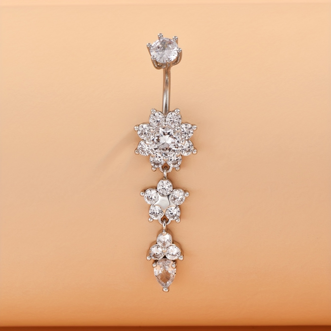 Long Flower Tassel Pendant Belly Button Ring