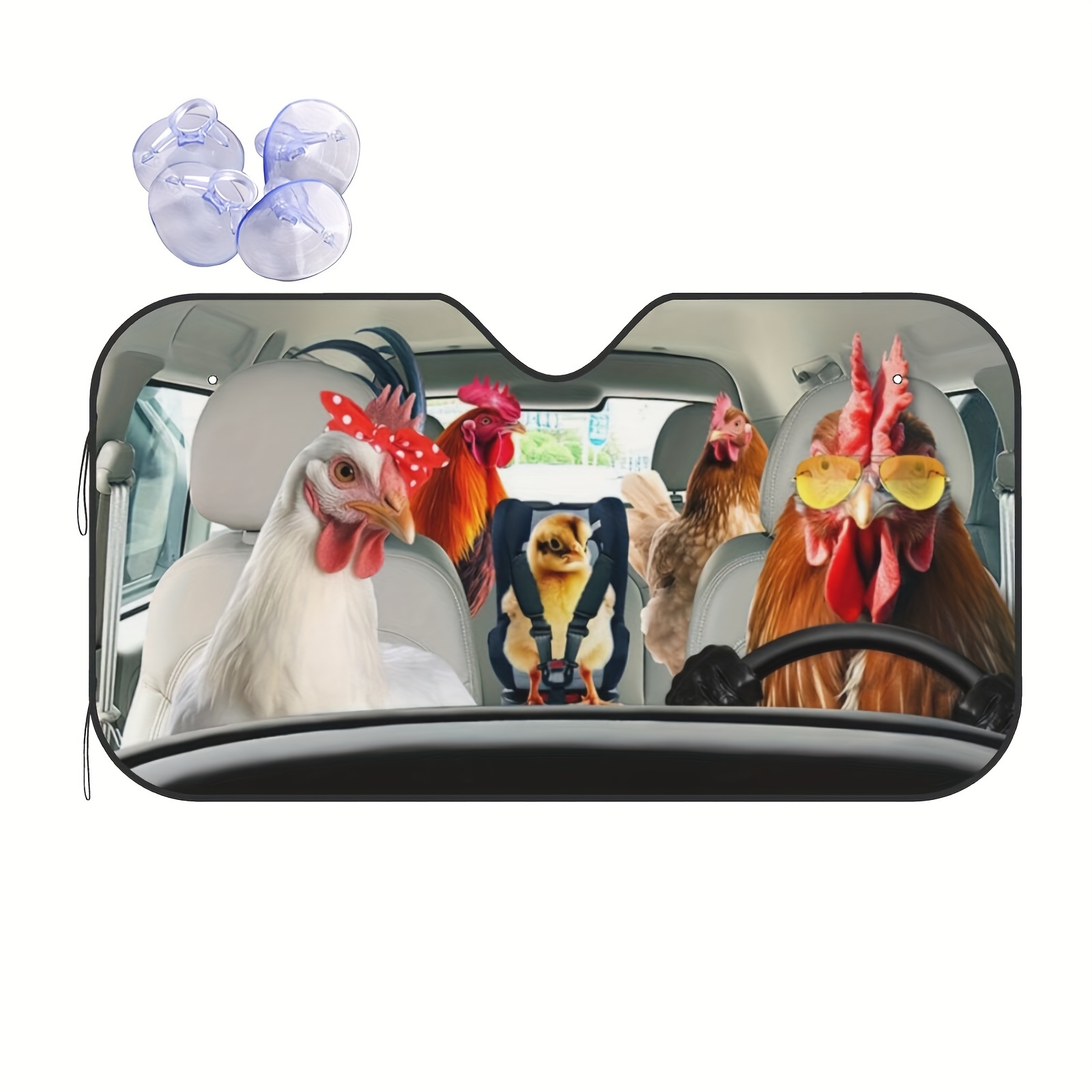 Car Windshield Front Sunshade Cool Farm Chicken Family Funny - Temu