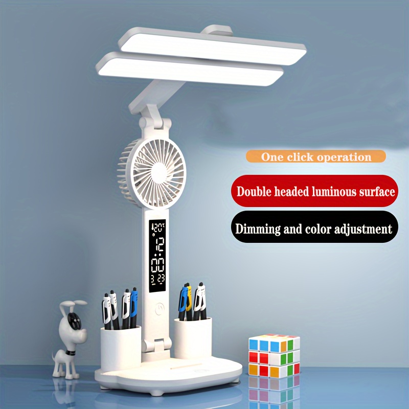 1pc Eye Protection Desk Lamp, Led Fan Folding Charging Learning Student