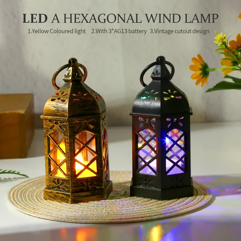 lh007 hexagonal wind lamp led portable hanging light festival decoration atmosphere light outdoor creative home decoration camp with 3 ag13 batteries powered details 0