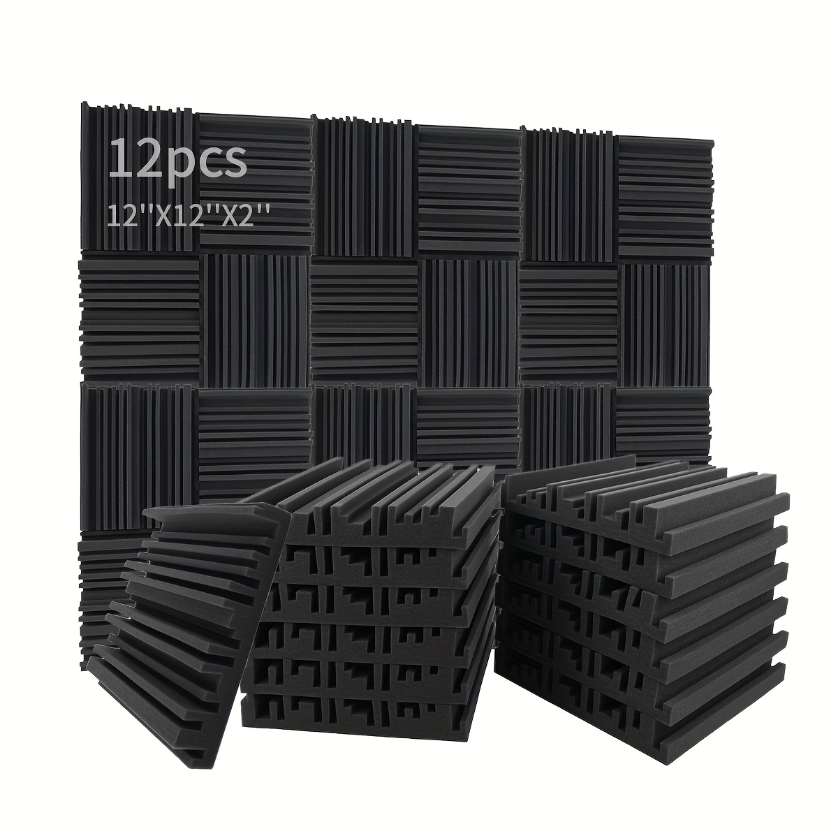  Paquete de 48 X 24 X 2 Paneles acústicos negros estudio  insonorización e azulejos, : Instrumentos Musicales