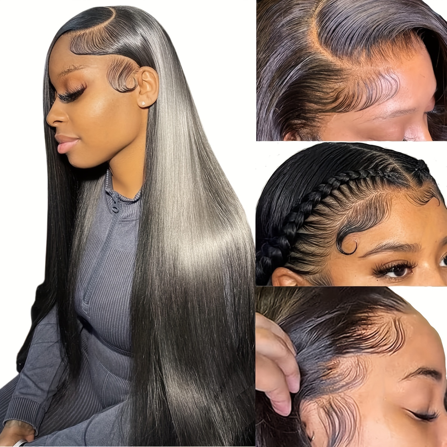 Sleek Lace Front Human Hair Wigs 13X4 Straight Lace Frontal Wigs For Women  Brazilian Pre-plucked Hairline with Baby Hair Wigs