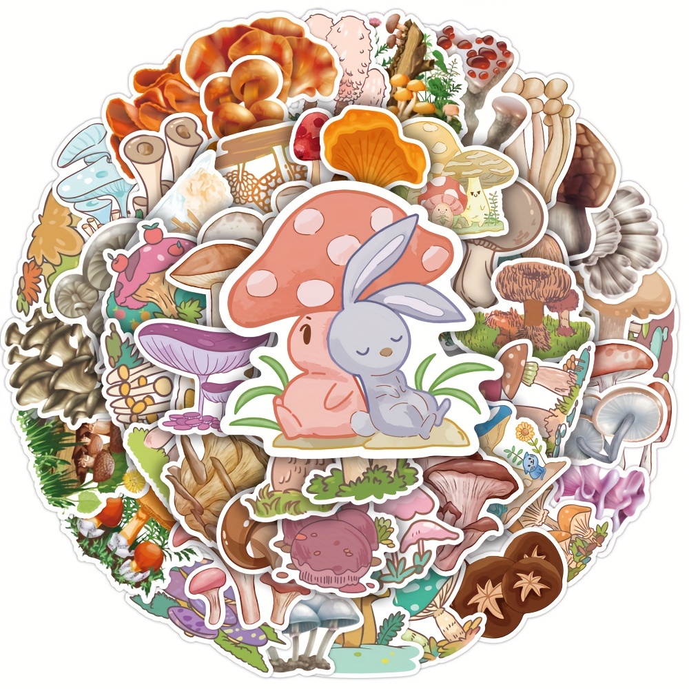 50Pcs/Set Kawaii Anime Mushroom Stickers Suitable For Laptops