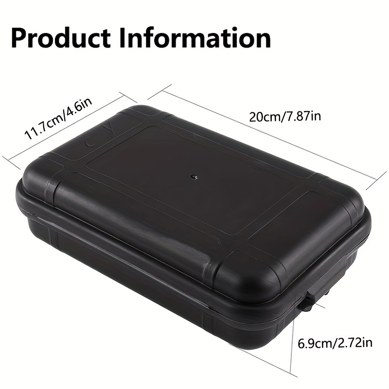 1pc Waterproof Shockproof Airtight Survival Box - Black Dry Storage  Container for Hiking, Hunting, and Camping Adventures
