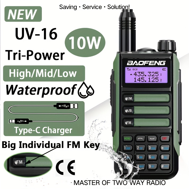 16 talkie walkie professionnel 16 Canaux avec Oreillette et base de  chargement noir