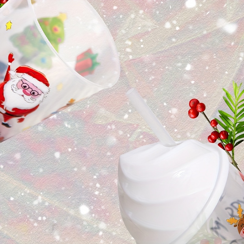 Kids Christmas Cups With Lid and Straw Kids Christmas Party Favors