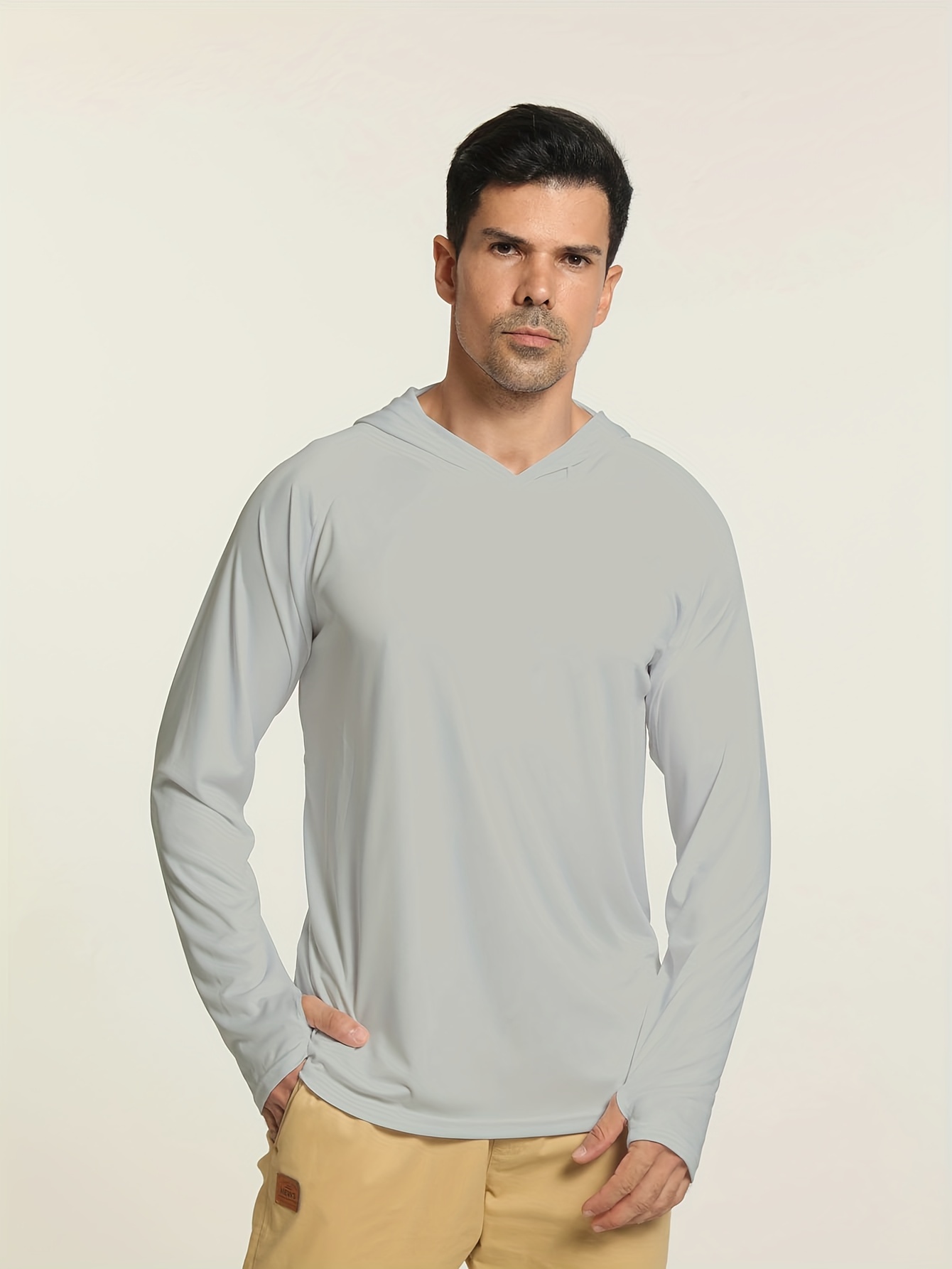 Men's Solid Color Upf 50+ Sun Protection Hoodies Long Sleeve - Temu
