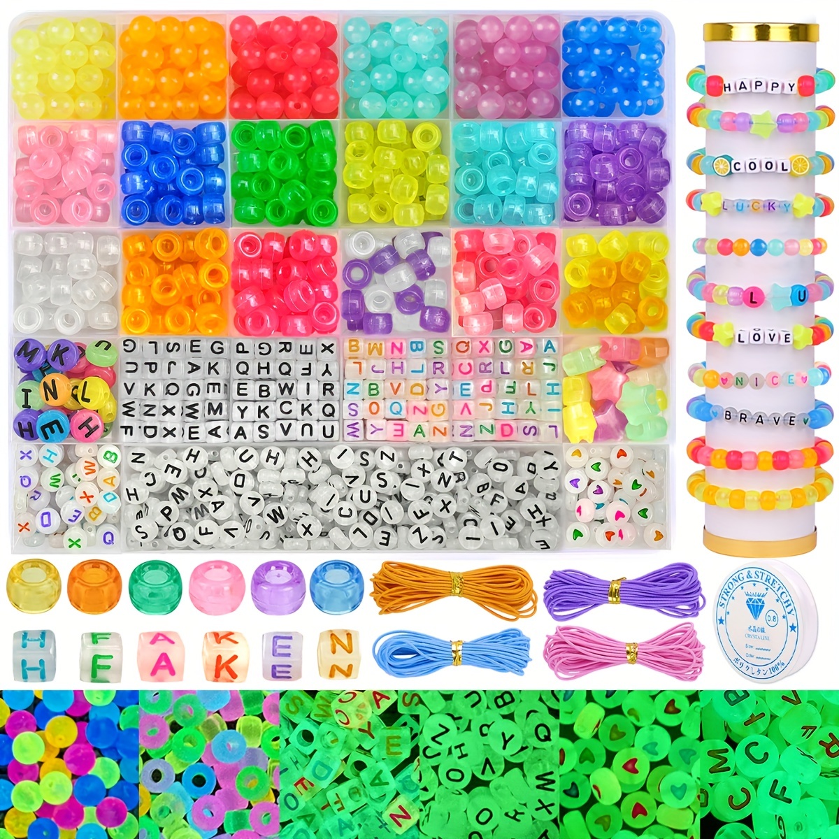 600pcs Necklace Bracelet Making Kit, Friendship Kandi Pony Beads, Hair  Beads With Heart Letter Beads For Jewelry Making DIY Crafts Gift Box
