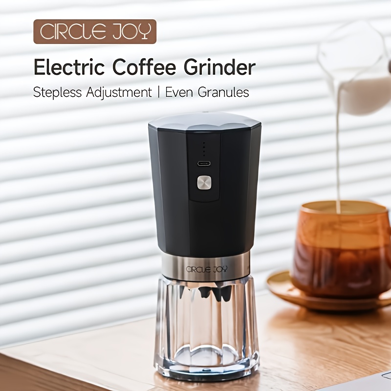 Coffee Grinder Electric Espresso Coffee Bean Grinder Stainless Steel  Automatic Portable Rechargeable Coffee Mill-Black