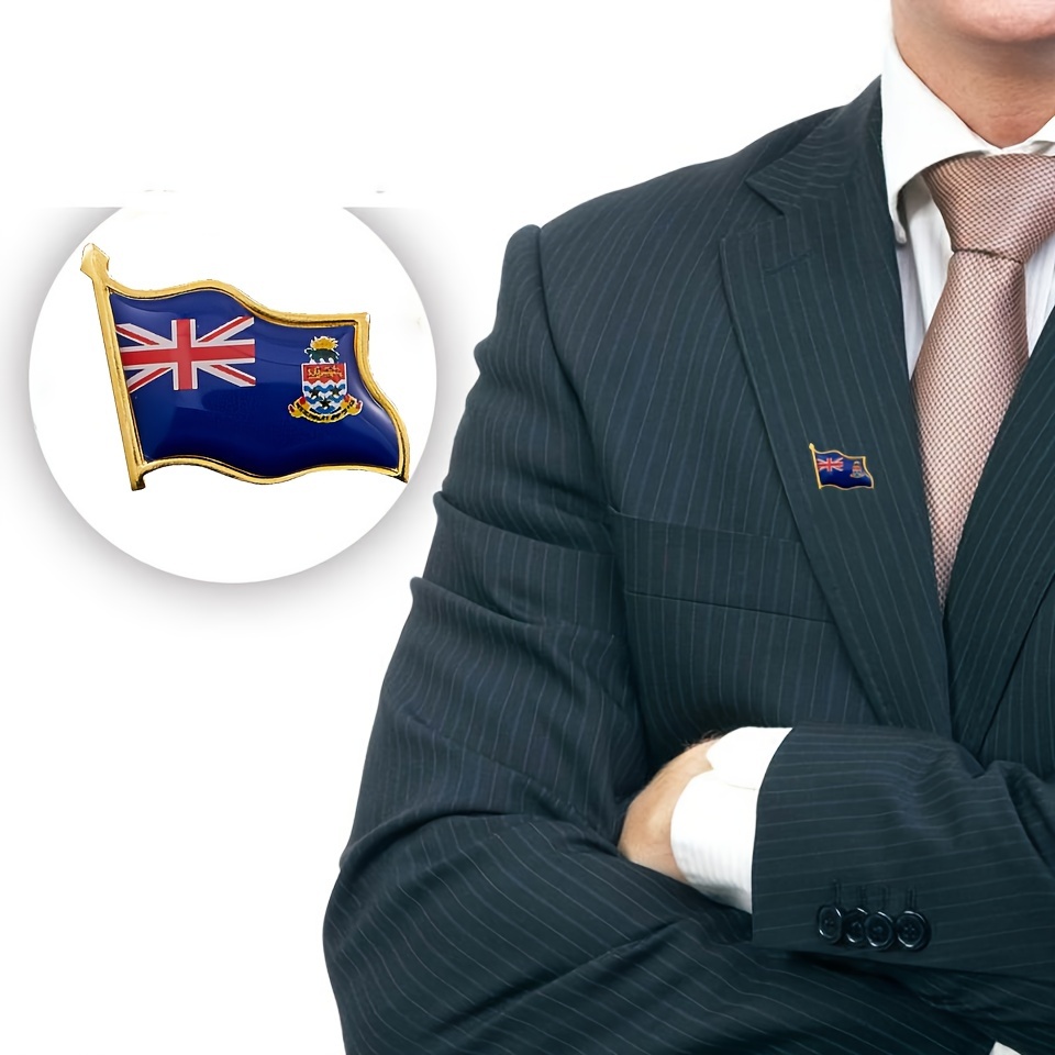 United Kingdom Cayman Islands Flag Brooch Alloy Denim Suit - Temu