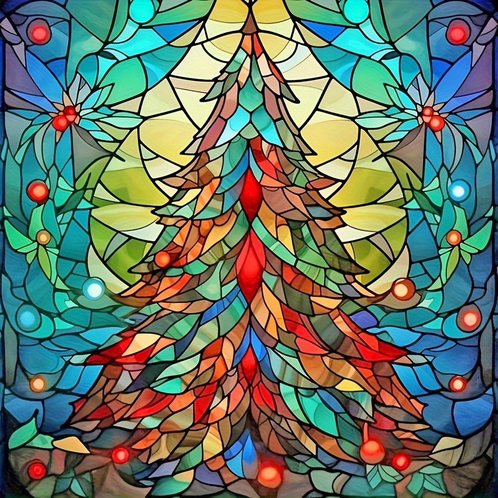 

1pc 40x40cm/15.75x15.75in 5d Diy Artificial Diamond Painting Christmas Tree Diamond Painting For Living Room Bedroom Decoration