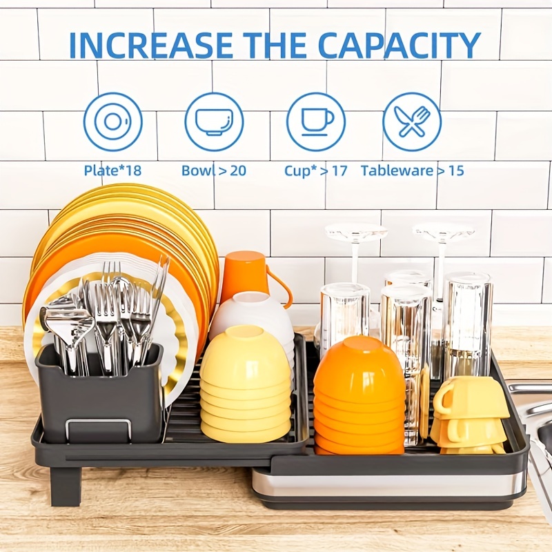 3 Tier Dish Rack With Cutlery Cup Plates Holder And Sink - Temu