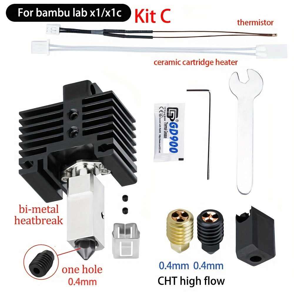 Hotend Kit for Bambu Lab X1/P1P Hot End 3D Printer High temperature  resistance 500℃