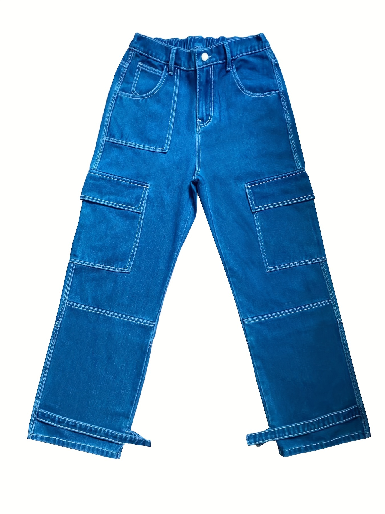 Men's Regular Street Style Multi Pocket Jeans - Temu Canada