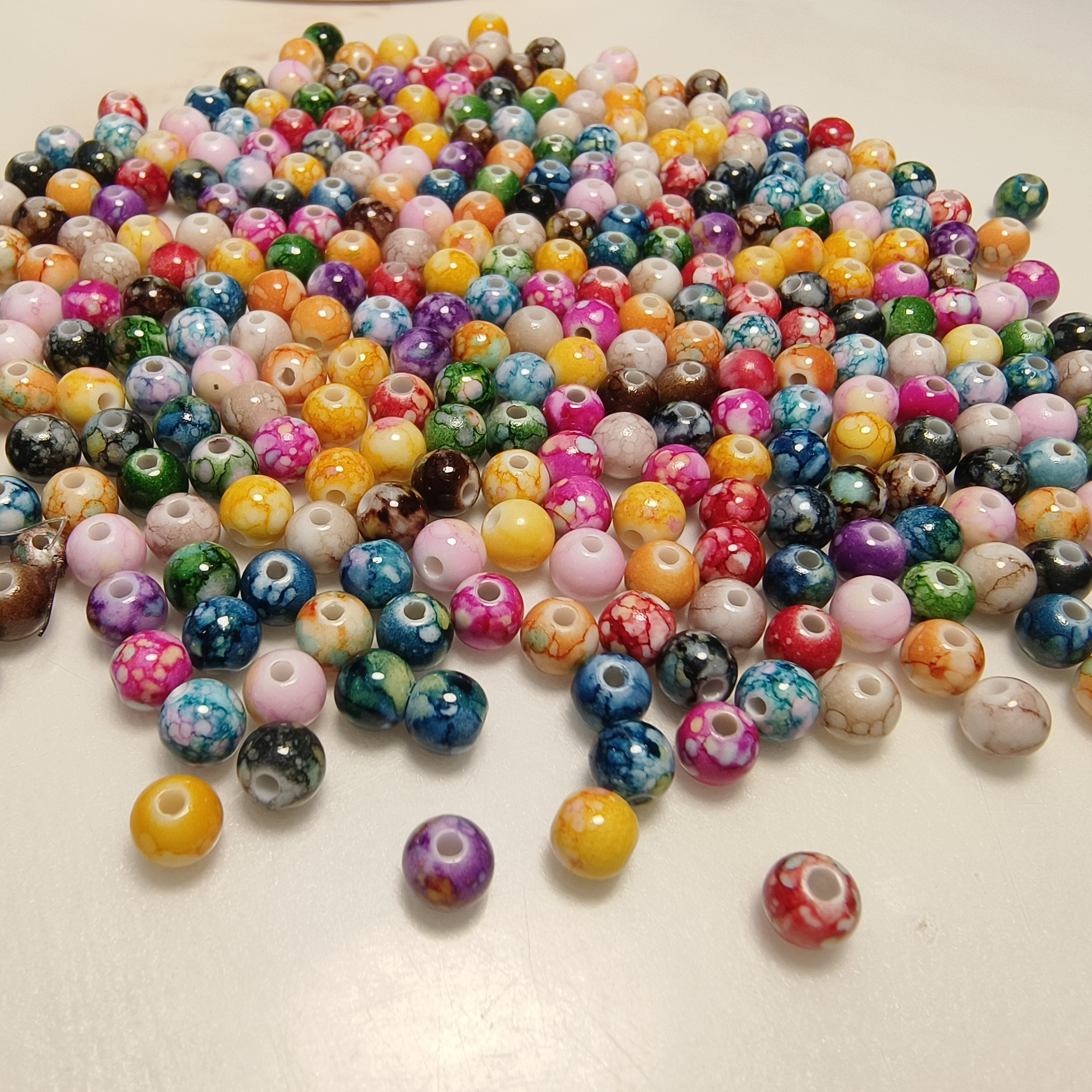 Pattern Round Glass Beads Loose Spacer Beads For Jewelry - Temu