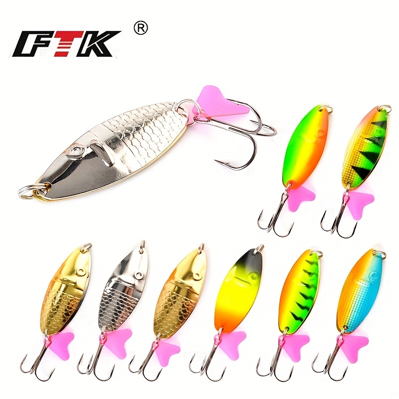 1Pc Sequin Bass Spinner Tackle Metal Feather Fishing Spoon Hooks