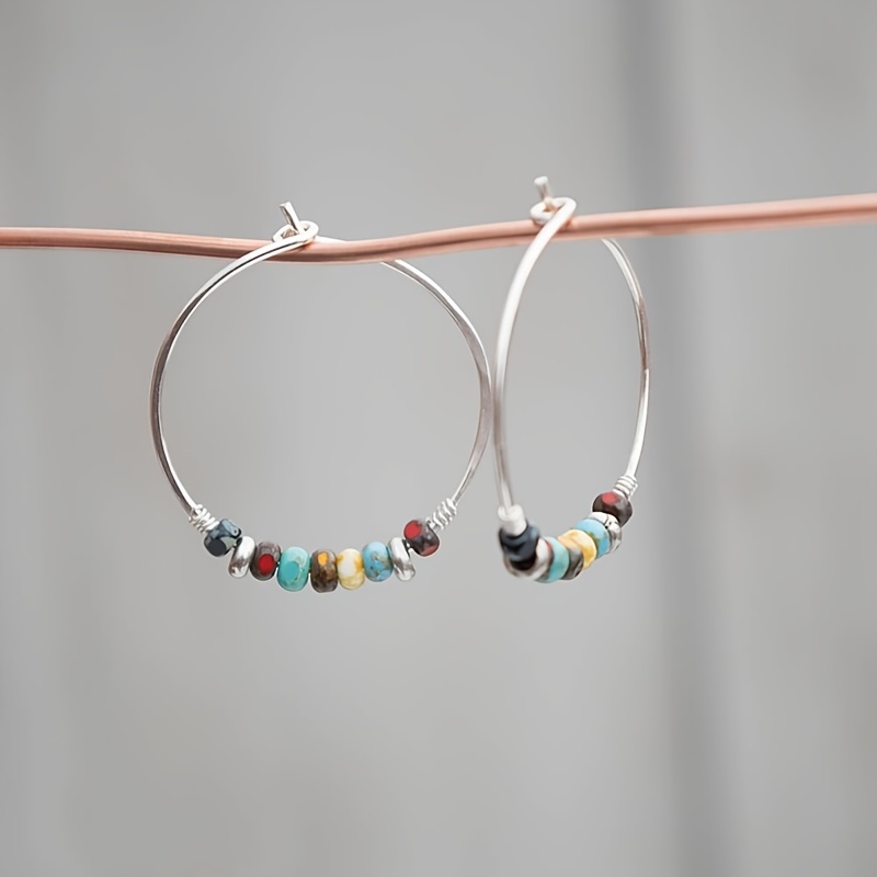 

1pair Vintage Boho Hoop Earrings, Party Gift