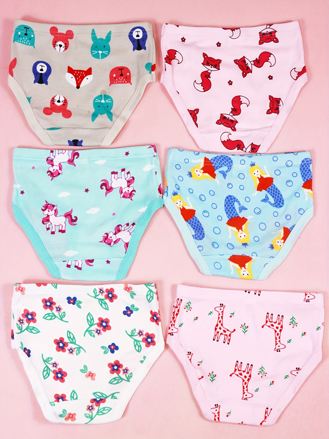 6 Pcs/Lot New Children 's Underwear Cotton Cartoon Triangle Girls Printed  Panties Cute Princess
