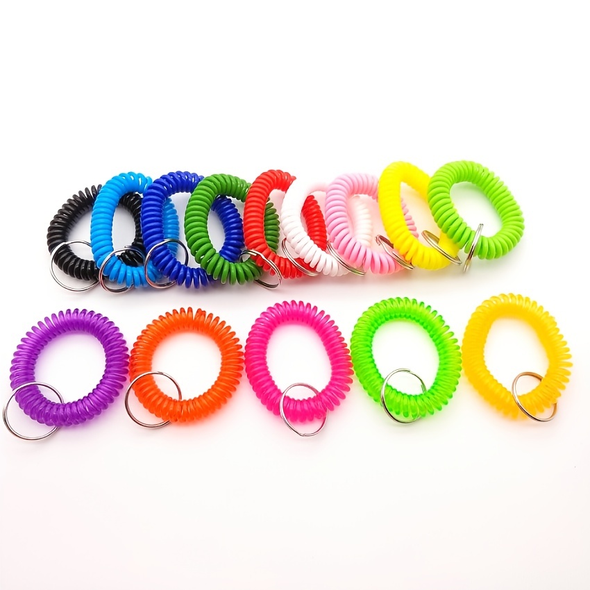 Unique Bargains Metal Ring Spring Stretchy Coil Keychain Keyring