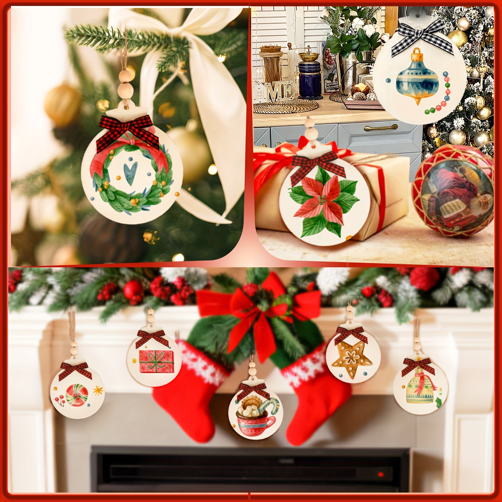 Christmas Wood Ornaments For Crafts Diy Wood Cutouts Kit - Temu