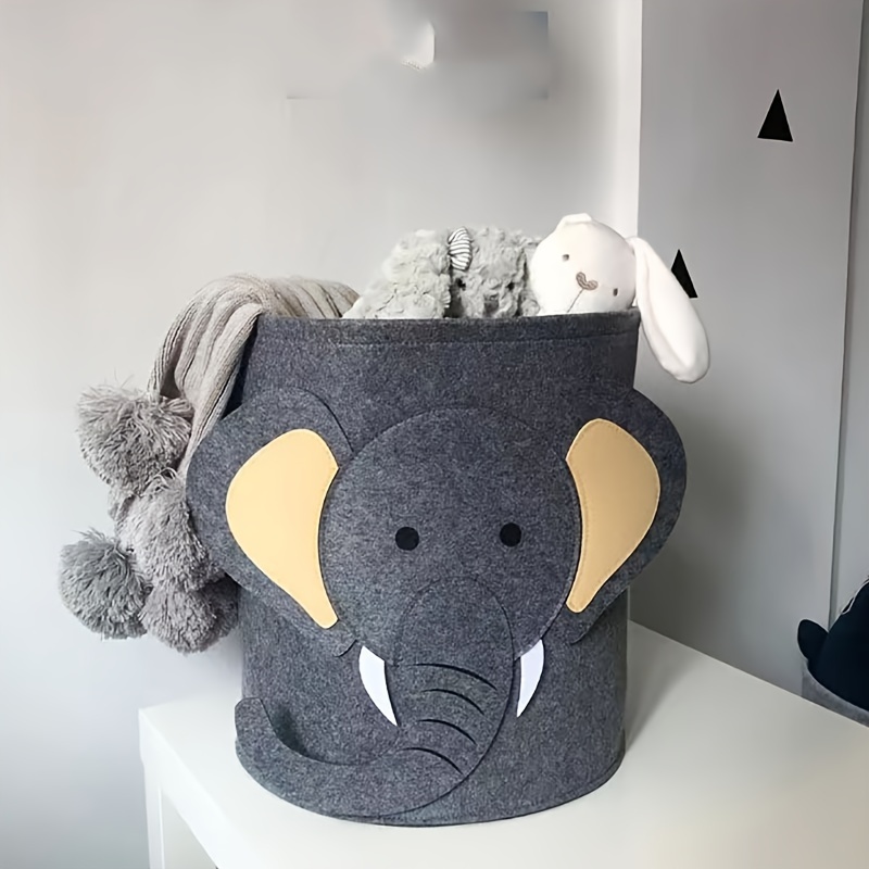 

1pc Elephant Patterned Storage Basket, Toy Storage Bins, Household Laundry Baskets, Home Organization And Storage Supplies For Bathroom, Bedroom, Living Room, Home Decorations