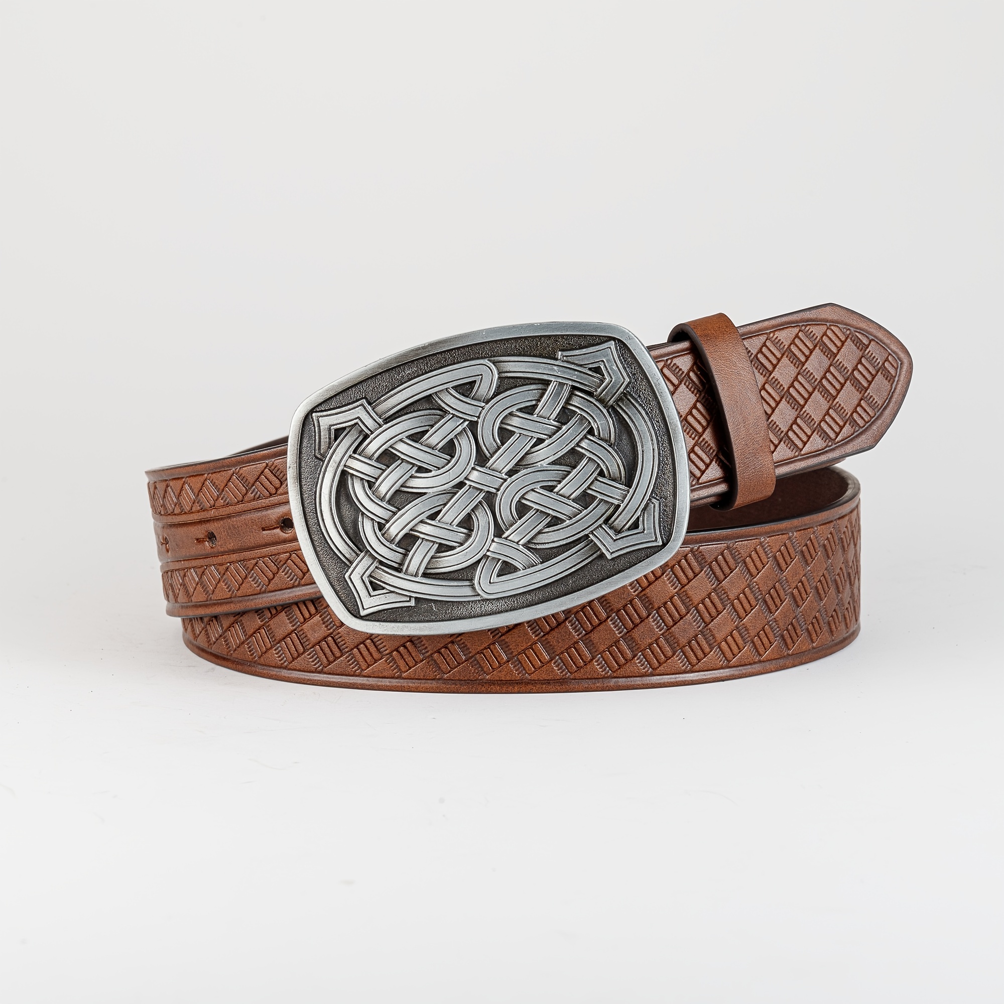 Men's Retro Pattern Buckle Belt PU Leather Decorative Accessories