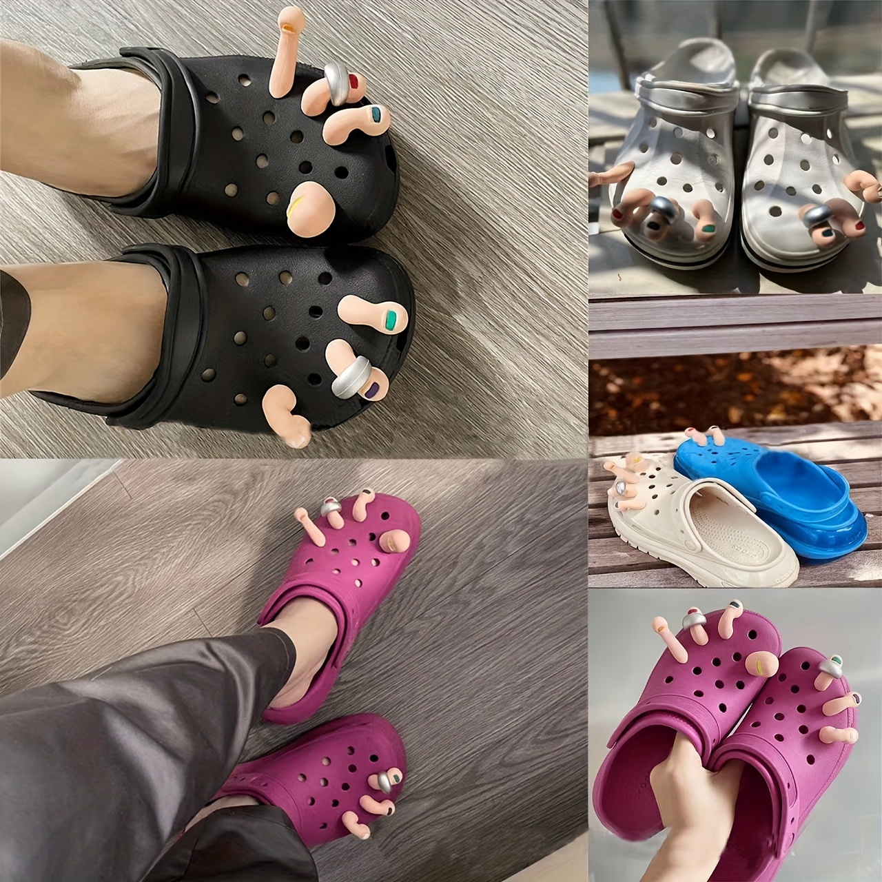 Creative Simulated Toes Shoe Charms for Clogs Sandals Decoration, Unique and Funny Slippers Accessories,Temu
