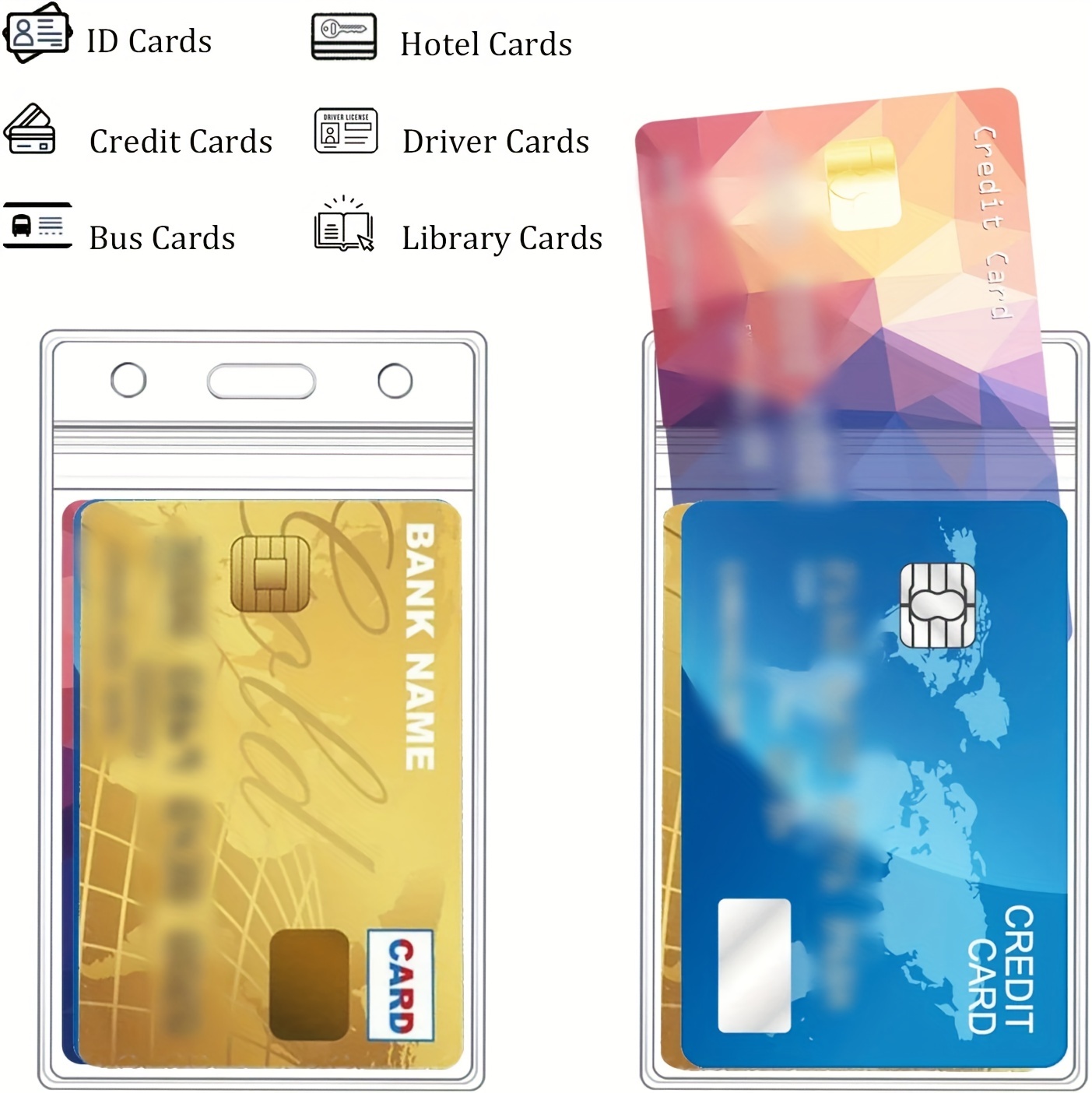 10pcs Waterproof Transparent Card Holder Plastic Protector Case Business Bus Bank Credit Card Protector ID Card Badge Holders