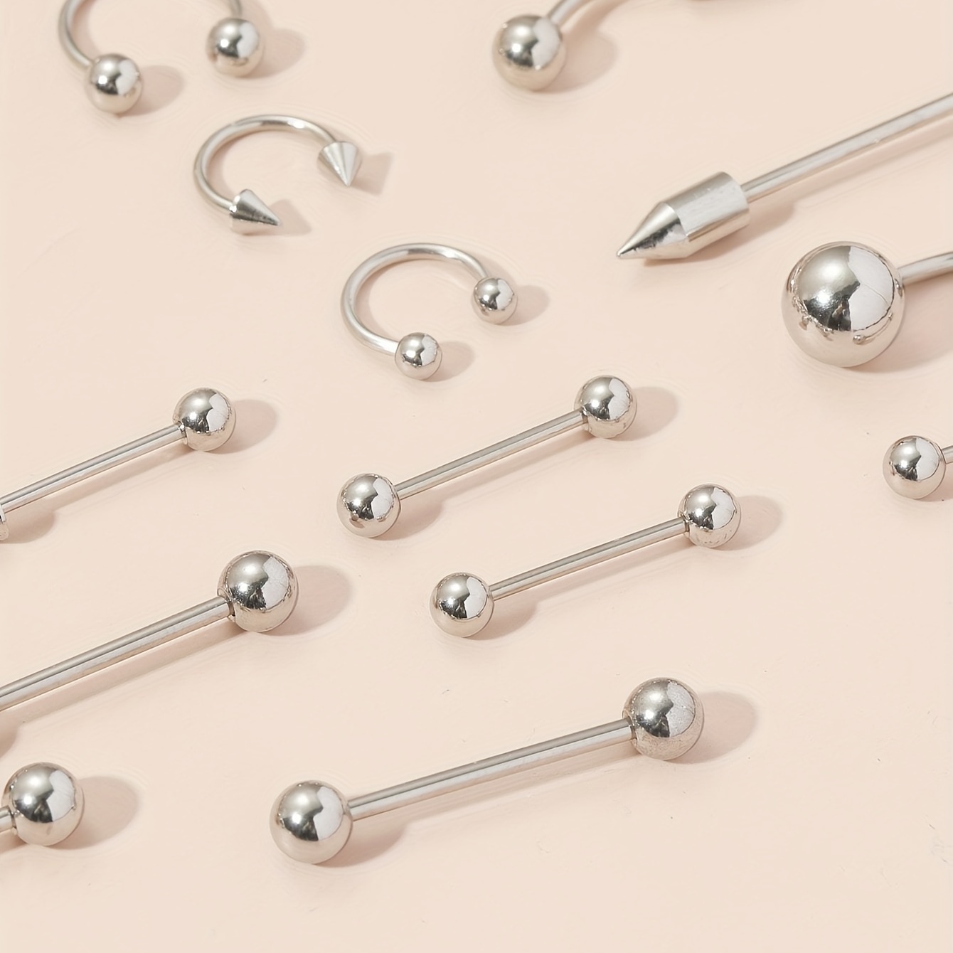 42pcs Basic Nose Ring Set, Stainless Steel Piercing Jewelry