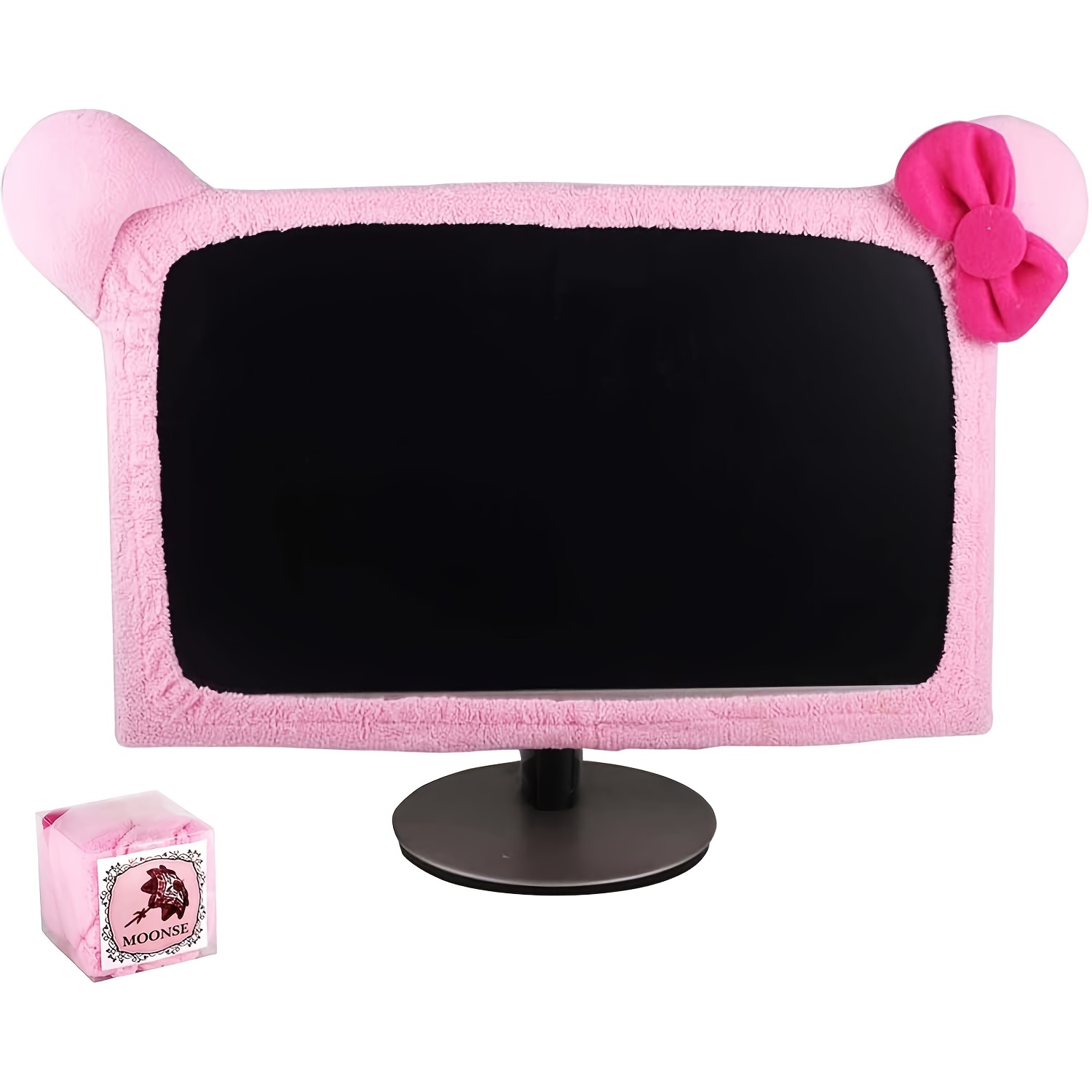 1 funda rosa para monitor de ordenador a prueba de polvo de 20 a 29  pulgadas con orejas de gato, para portátil, TV, pantalla LCD, decoración,  protecto