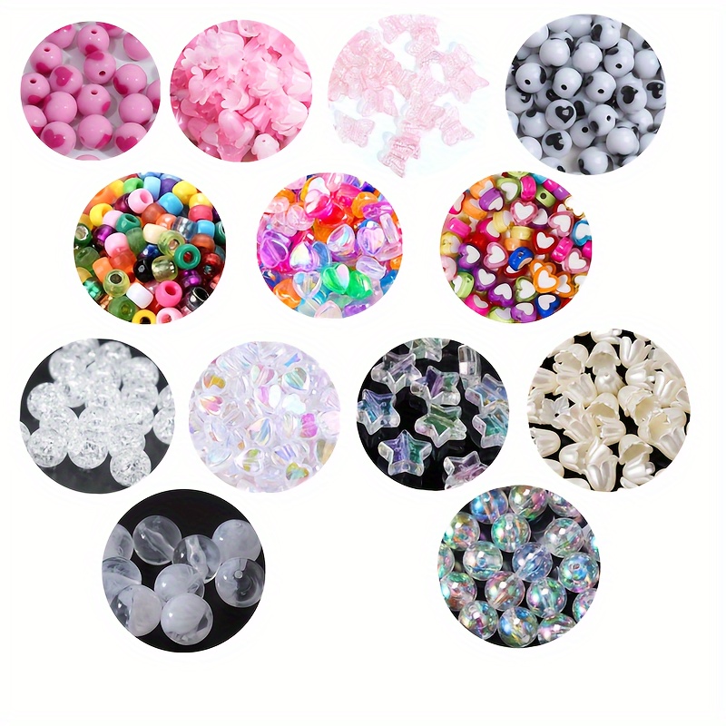 24 Grids 7.76oz Boxed Black And White Butterfly Love Acrylic Beads Polymer  Clay Beads Set With Two Elastic Threads For Jewelry Making DIY Bracelets