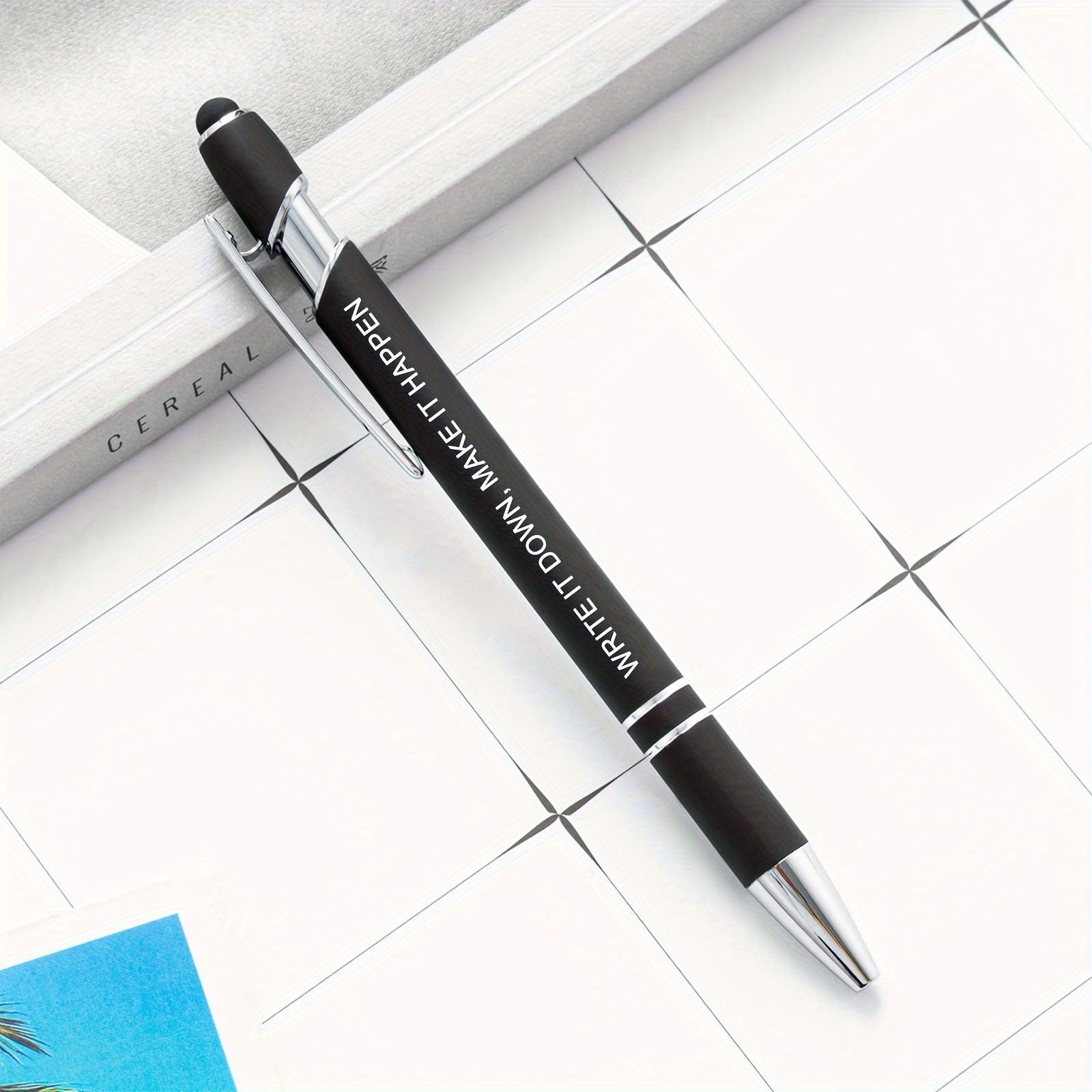 Black Ballpoint Pens With Stylus Tip Motivation And - Temu