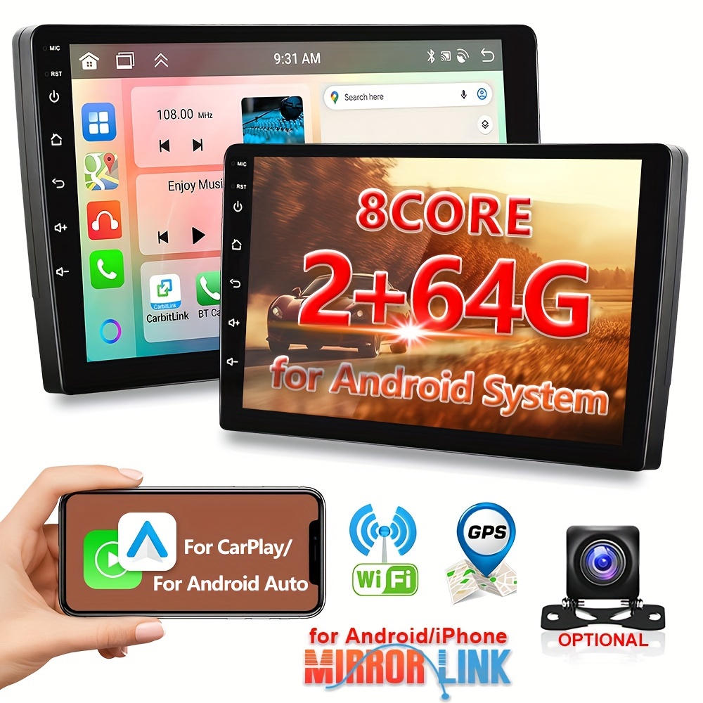 8 Core 2+ Ips 2 Din Car Stereo Radio Android 13 Car Player - Temu