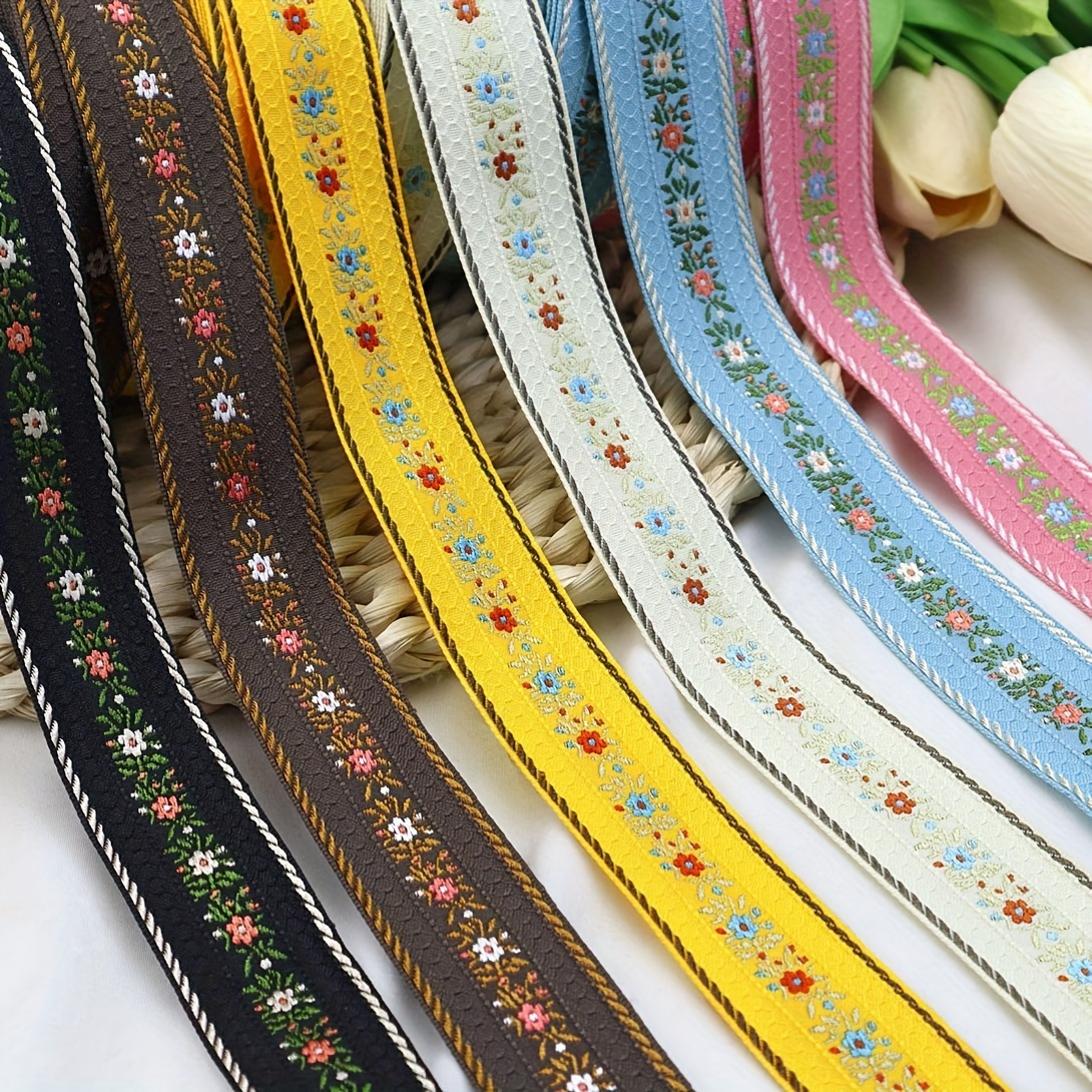 Two Yards Floral Jacquard Lace Ribbon Flower Embroidered - Temu