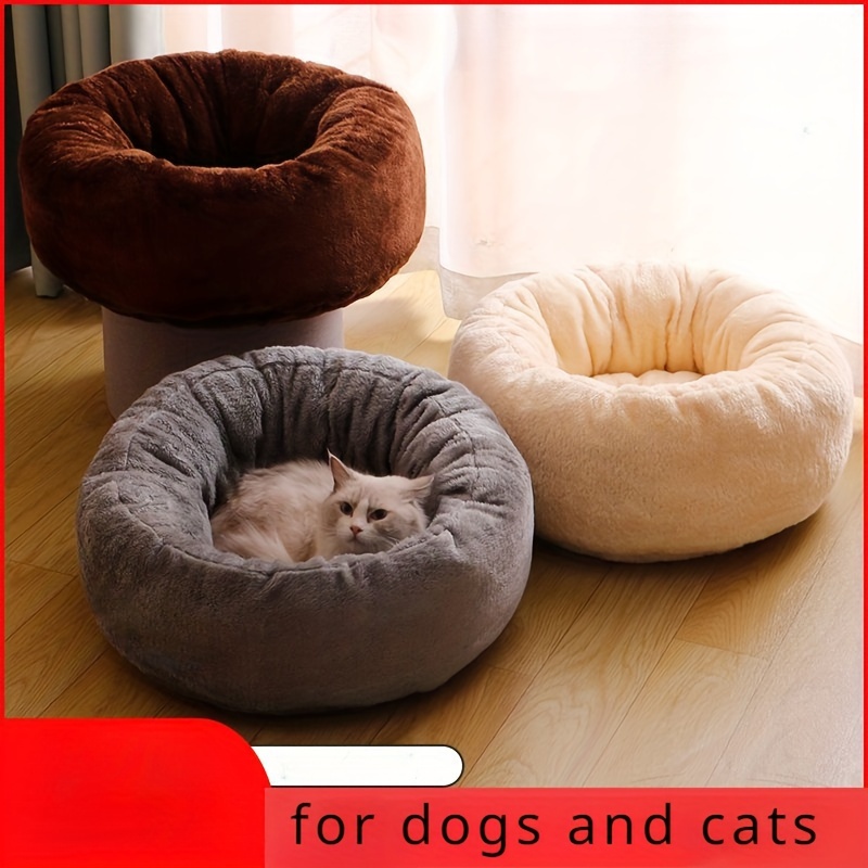 Cat Bed Pet Kennel Round Warm Four season Cat Nest Soft Cat Temu