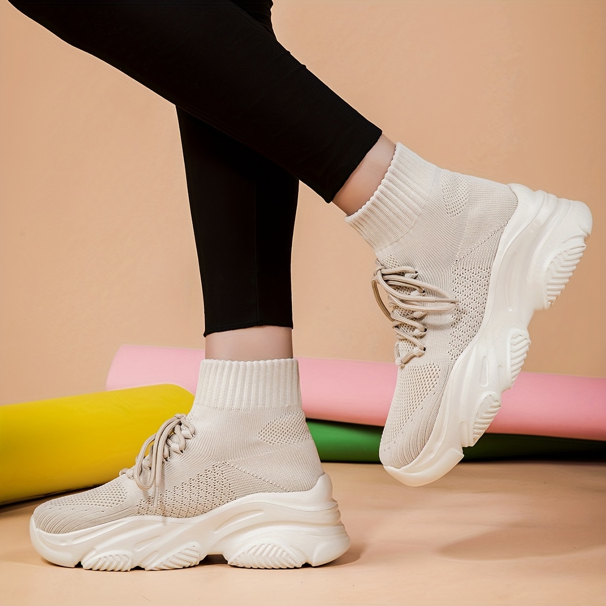 High Top Women Sneakers 5 Cm Thick Shoes Breathable Sneaker White