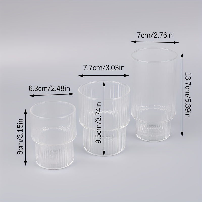 Ins Vertical Stripe Glasse Cups Transparent Heat Resistant Juice Tea Milk  Coffee Mugs Aesthetic Glassware Home Kitchen Supplies