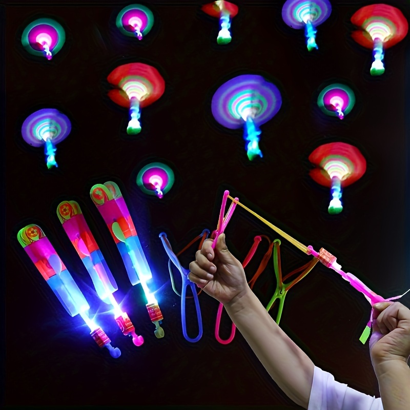 4pcs Amazing Light Toy Arrow Rocket Helicopter Flying Toy LED Light Toys Party Fun Gift Rubber Band Catapult details 1