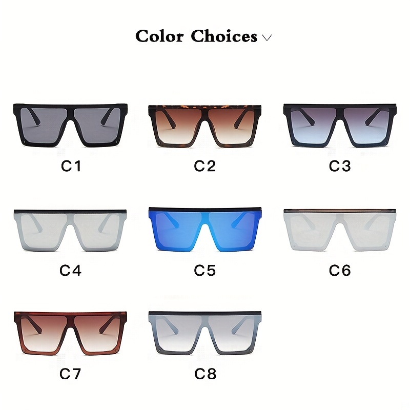 1pc New Square Personality Sun-shading Sunglasses With Flat Top & Large  Rectangle Frame, Fashion Metal Decorated Eyewear For Outdoor Travel