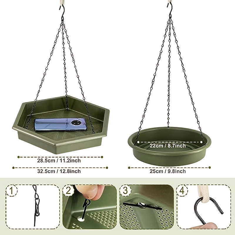 XL Hanging Bird Feeder & Bird Bath 2-in-1 Green